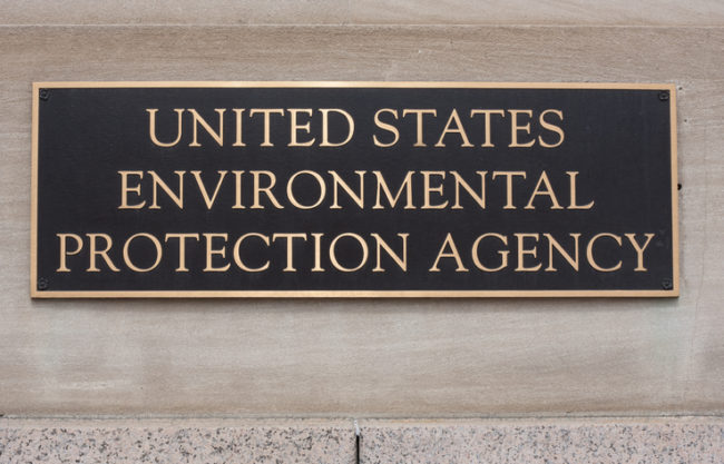 United States Environmental Protection Agency sign on the Clinton building