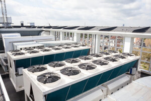 on an flat roof there cooling air conditioning