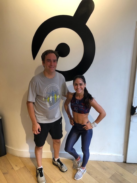 Photo: Marc W. Brown with Peloton Bike and Tread instructor, Olivia Amato, on November 5, 2019.