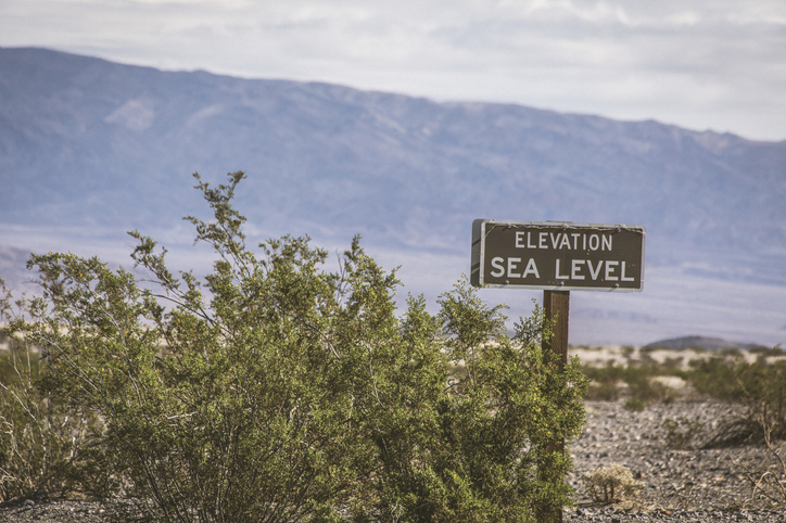 Elevation Sea Level Sign, Death Valley National Park, California, USA