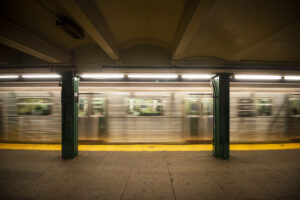 Train Arriving at New York Subway Station