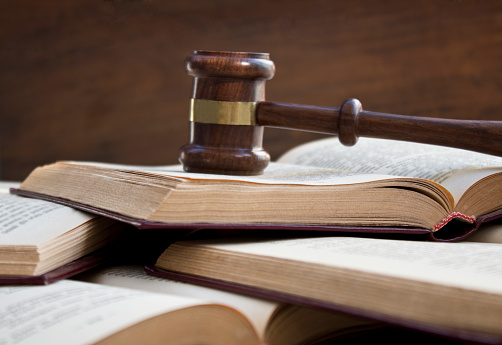 Judge gavel on a pile of books.Law and justice concept.