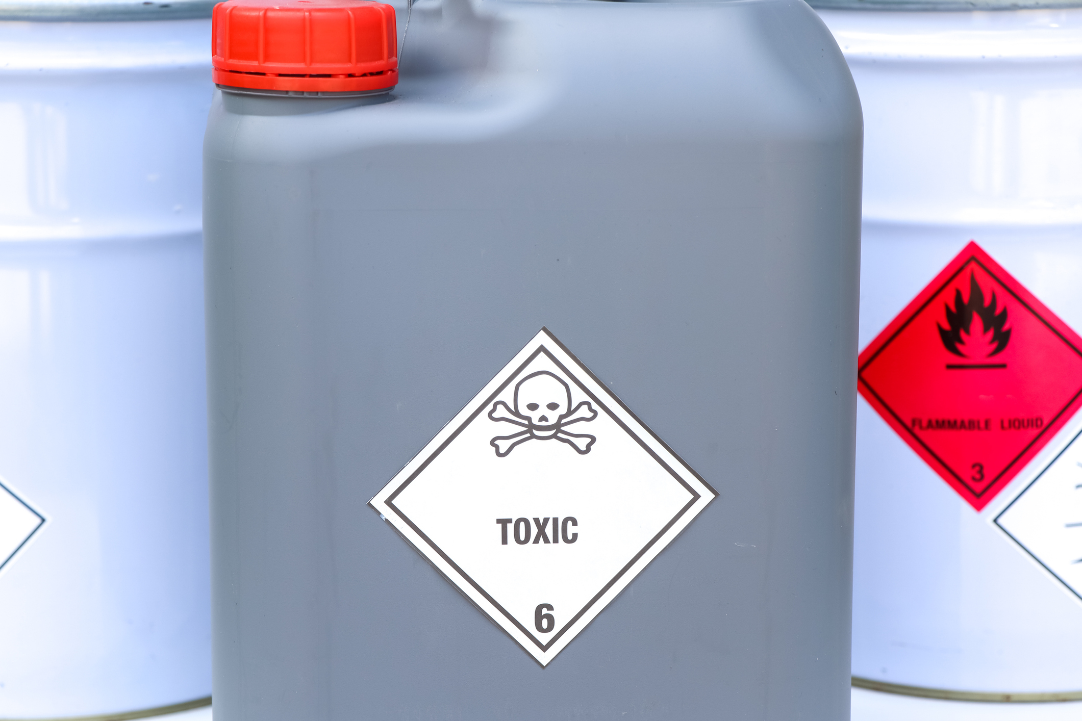 The toxic symbol on chemical products, dangerous chemicals in industry