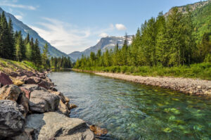 A River Runs Through Glacier National Park in Montana