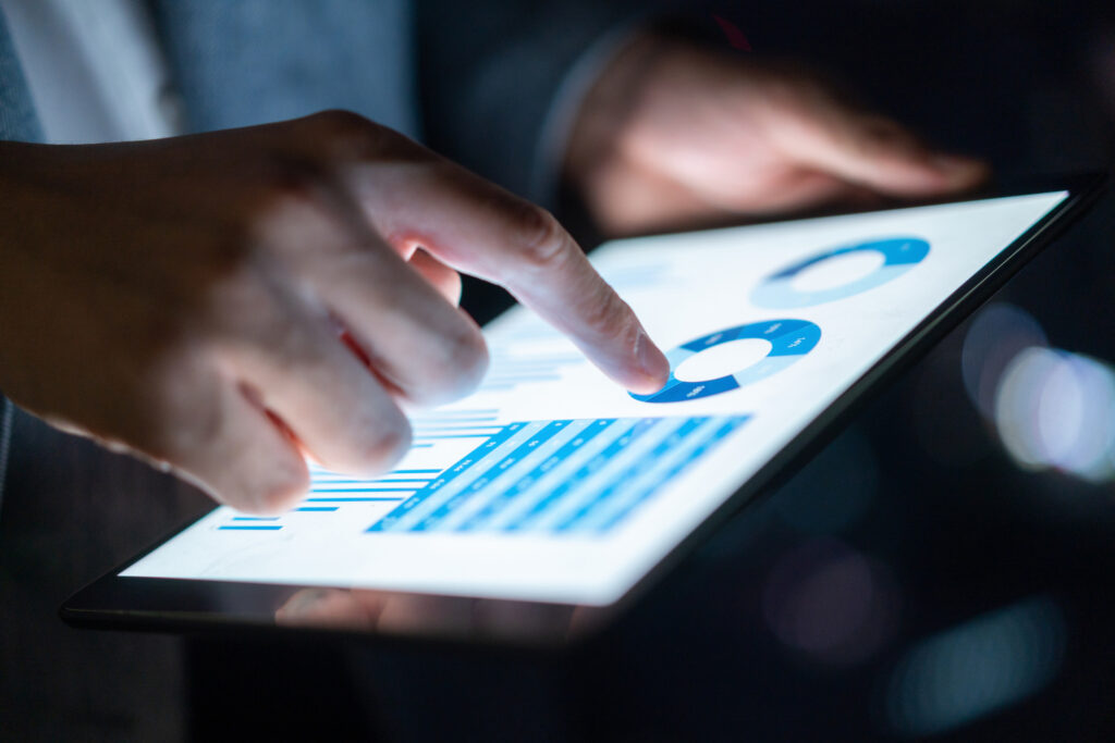 business report on digital tablet