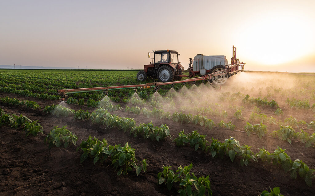 ractor spraying pesticides